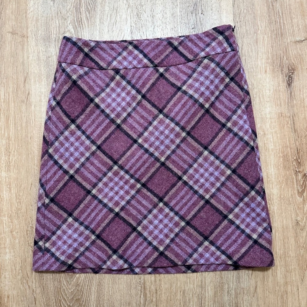 Talbots | Petites Purple Plaid Wool Blend Mini Skirt Plum‎ Lavender A-Line, 2P
